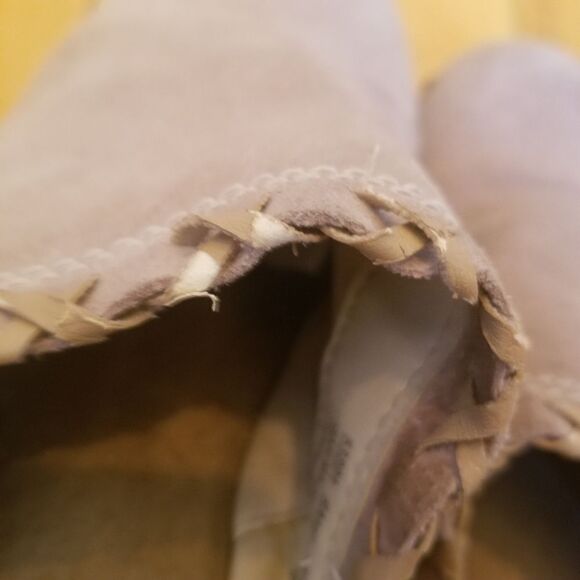 Vintage 90s y2k Maurices Tan Suede Leather Whipstitch Boho Western Clogs Mules - Picture 7 of 11